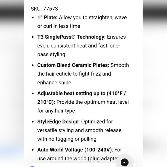 T3 Single Pass Ceramic 1" Straightening & Styling Iron- Blush - Picture 6 of 9